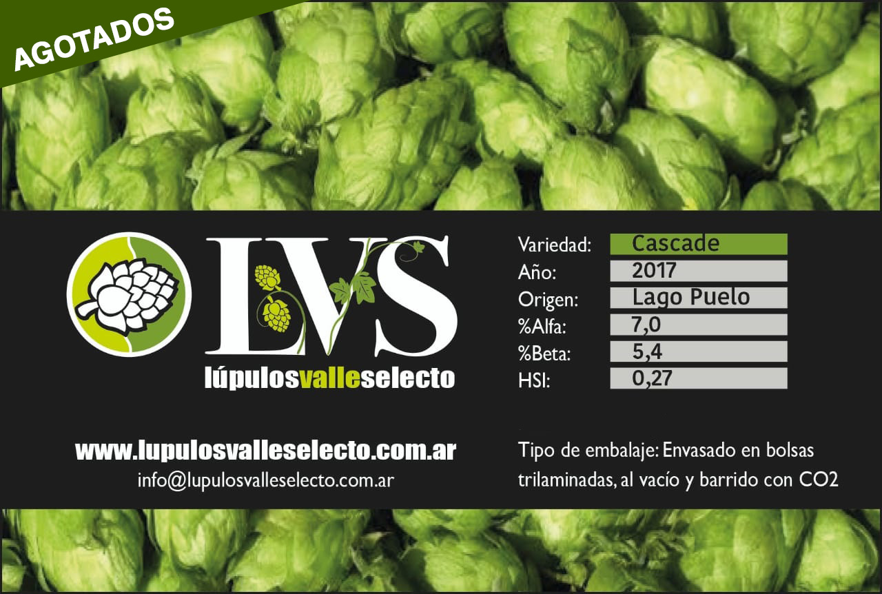 Lúpulo Cascade 2022 Bolsa x 5Kg. - Lúpulos Valle Selecto